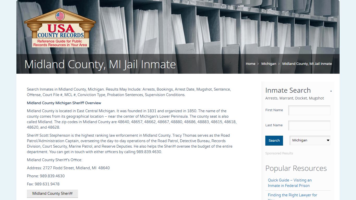 Midland County, MI Jail Inmate | Name Search - USA County Records